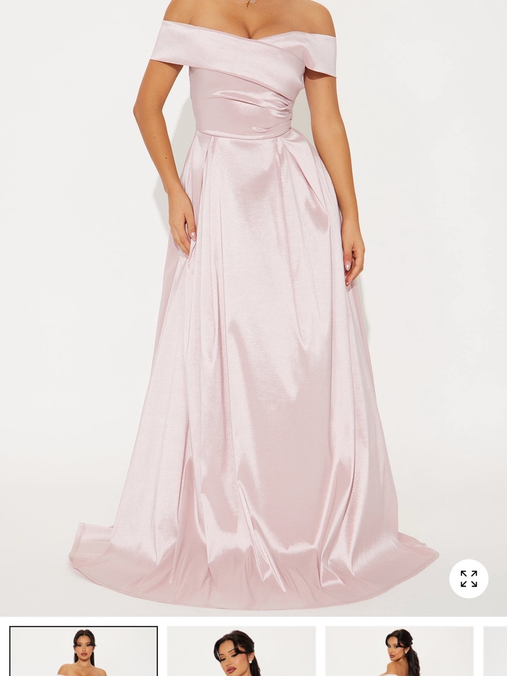 Fashion Nova Blush One-Shoulder Satin Gown